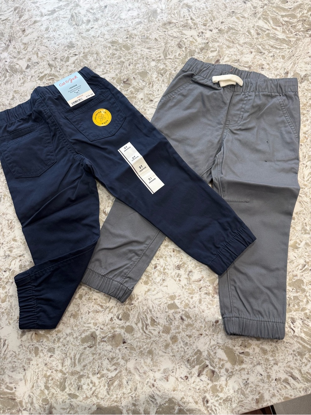 Cat & Jack Boys' Navy and Gray Elastic-Waist Jogger Pants - 2-Pack